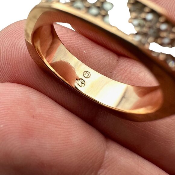 Swarovski Swan Rose Gold Plated Clear Crystal Square Band Ring Size 8 - Picture 3 of 3